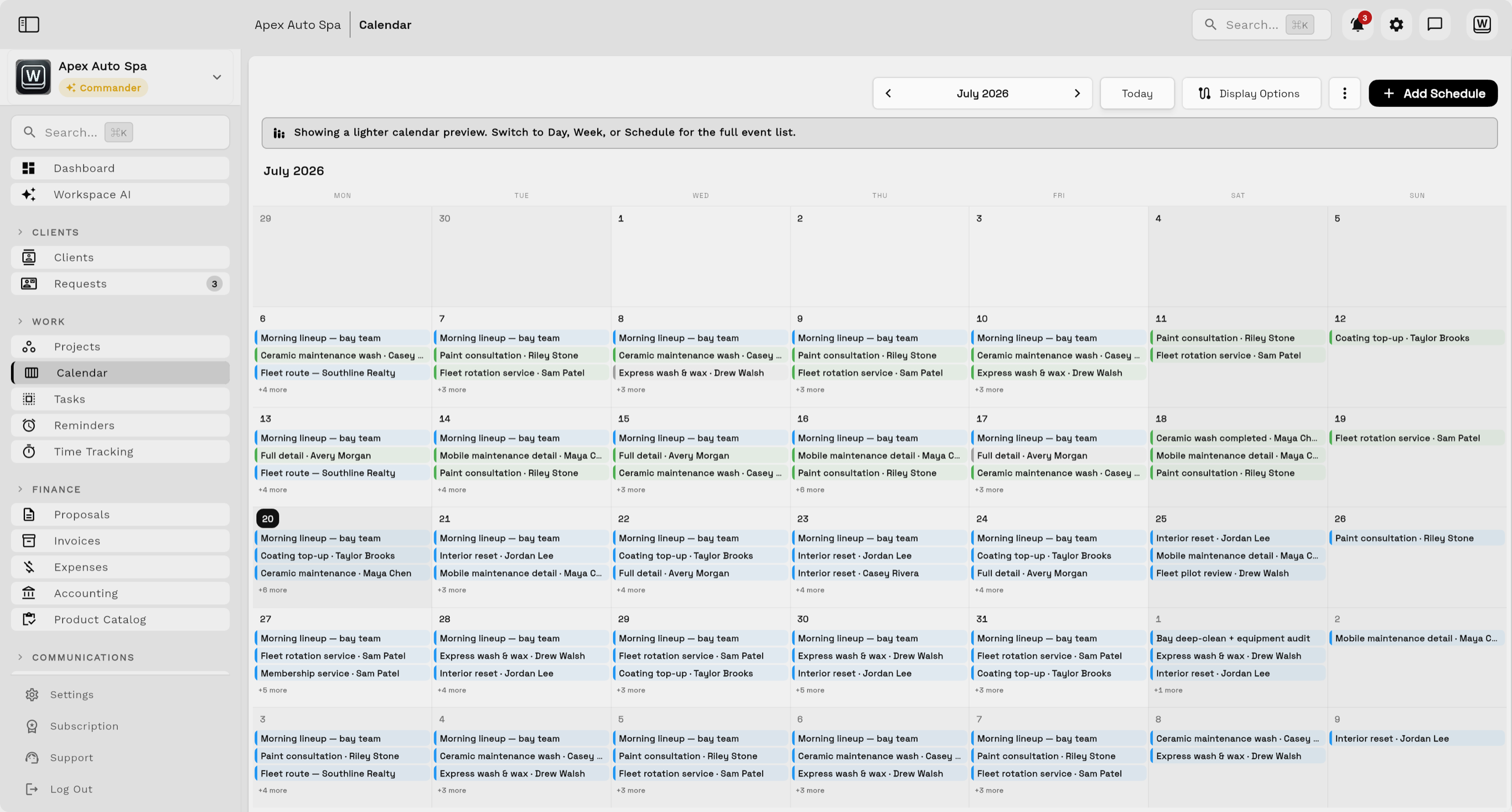 Projects, tasks, calendars, time, and delivery in Workspace369