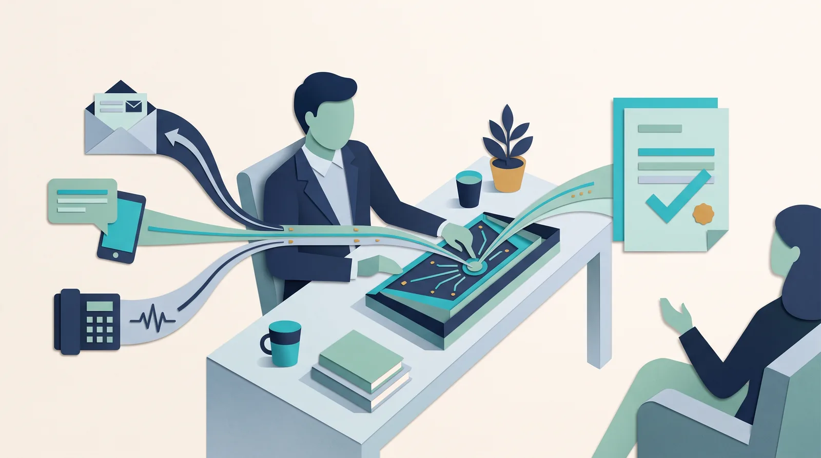 A freelancer brings email, phone calls, and client messages into one shared inbox for organized follow-up.