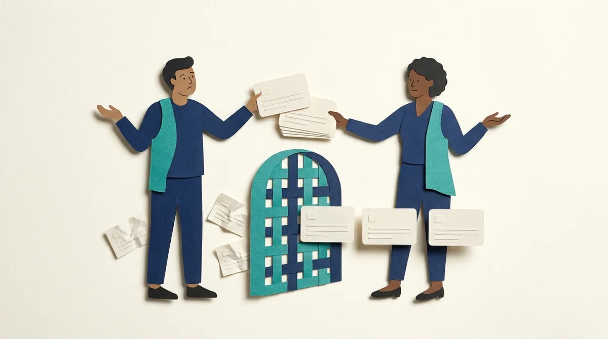 Two paper figures compare lead cards beside a screening gate and decision notes.