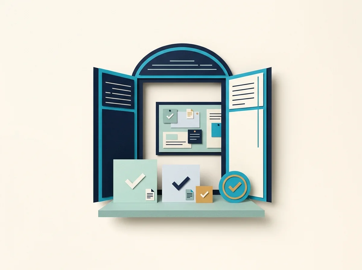 An open client portal displays campaign documents and creative cards with approval check marks.