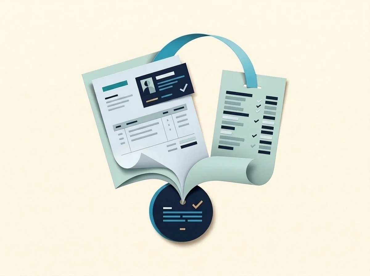 A payment token connects an open invoice folio, client profile card, and checked reconciliation ledger.