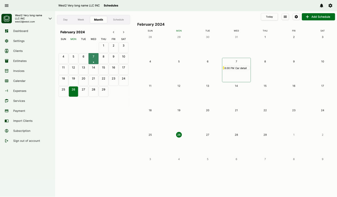 Workspace369 calendar and scheduling screen