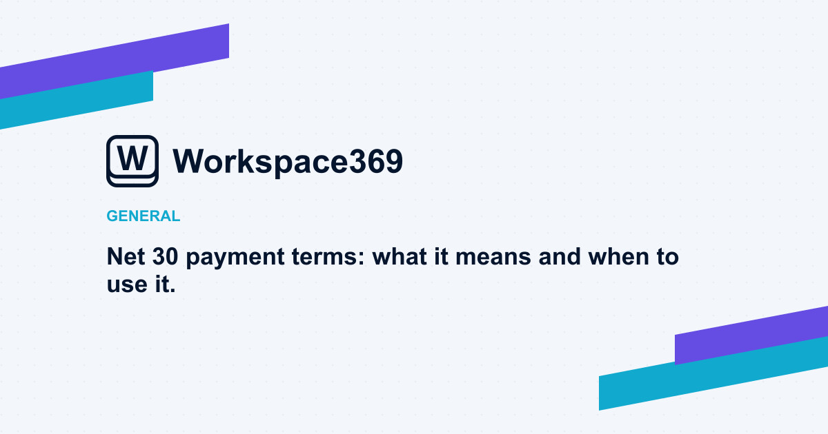 Net 30 payment terms — cover graphic