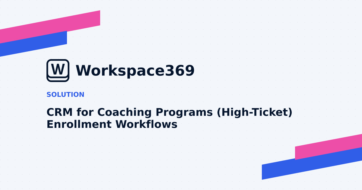 CRM for Coaching programs (high-ticket) — cover graphic