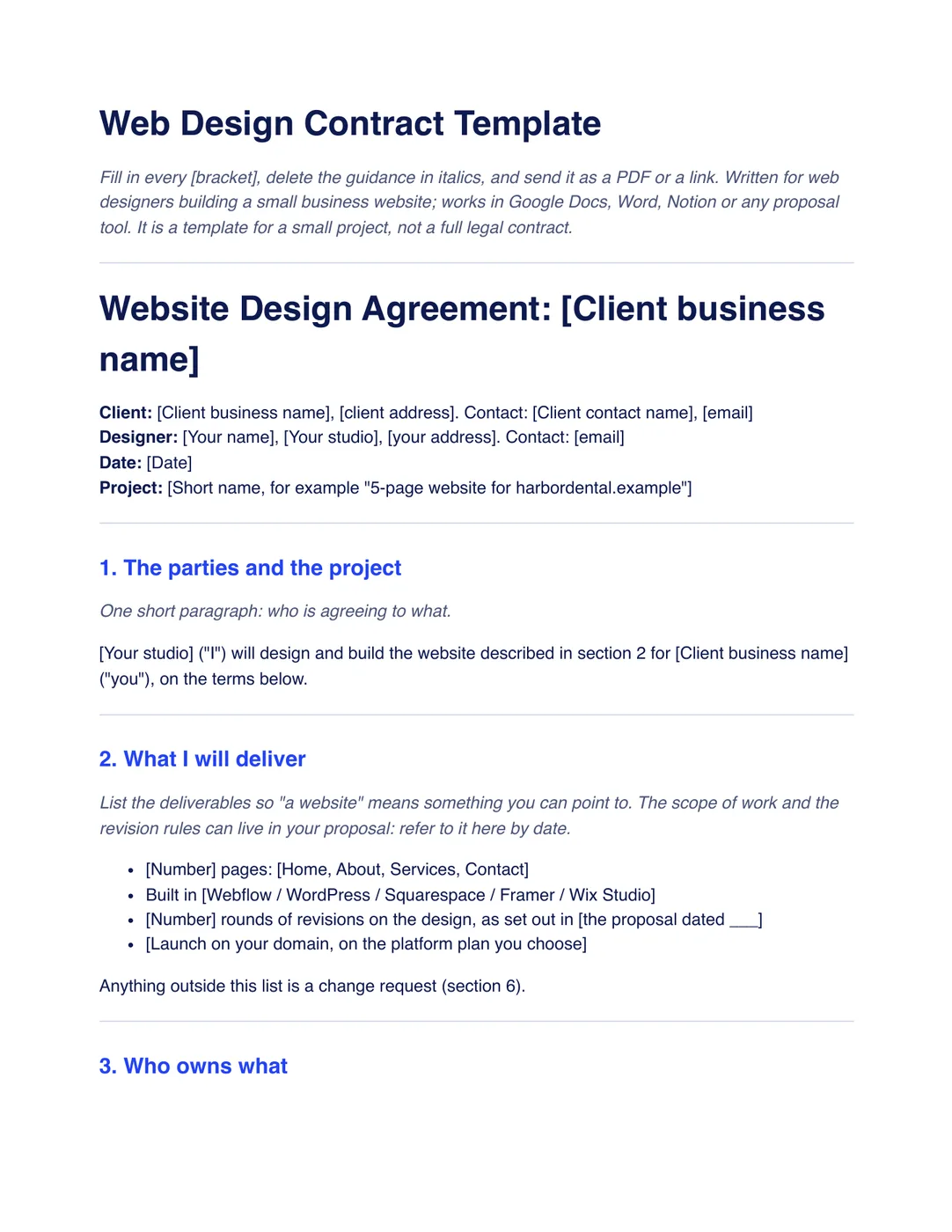 Šablona smlouvy o webdesignu: PDF a Word zdarma | Workspace369